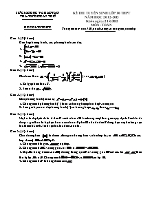 Đề thi Kỳ thi tuyển sinh lớp 10 thpt năm học 2012-2013 môn: toán