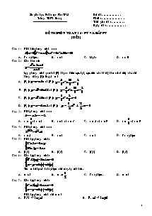 Đề thi môn toán 12 - Phương trình và bất phương trình đề 5
