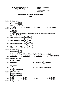 Đề thi môn toán 12 - Phương trình và bất phương trình đề 6