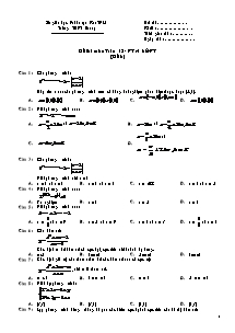 Đề thi môn toán 12 - Phương trình và bất phương trình đề 8