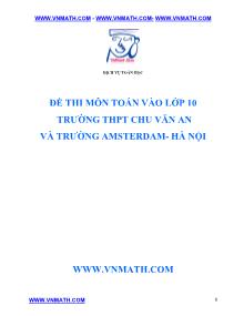 Đề thi môn toán vào lớp 10 trường THPT Chu Văn An và trường Amsterdam- Hà Nội
