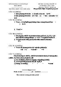 Đề thi sát hạch lớp 11 môn thi: Toán - khối A, B