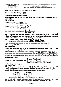 Đề thi thử đại học – cao đẳng lần II - 2014 môn: toán – khối d thời gian làm bài: 180 phút (không kể thời gian giao đề)