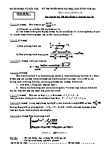 Đề thi thử đại học lần 1 môn thi: Toán (Đề 3)