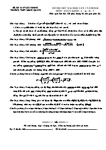Đề thi thử đại học lần 1 năm 2014 môn: toán; khối: a - A1 - b  (thời gian làm bài: 180 phút, không kể thời gian phát đề)