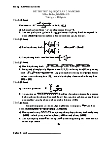 Đề thi thử đại học lần 2 môn: Toán_ khối B và D