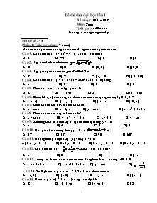 Đề thi thử Đại học lần I Môn: Toán (Mã đề số 244)