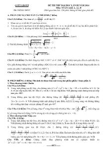 Đề thi thử đại học lần III năm 2014 môn: toán; khối a, a1, b (thời gian làm bài: 180 phút, không kể thời gian phát đề)