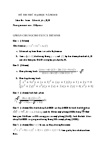 Đề thi thử đại học môn thi: Toán khối A , A1, B, D