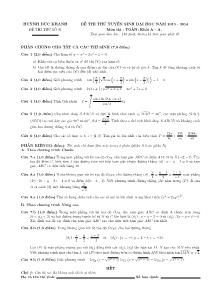 Đề thi thử tuyển sinh đại học - đề thi thử số 01 môn thi: Toán; khối A - A1