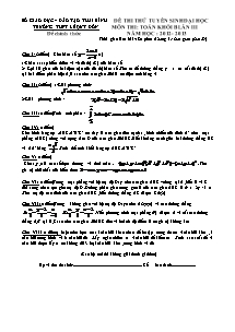 Đề thi thử tuyển sinh đại học môn thi: toán khối b lần III năm học : 2012 - 2013 thời gian làm bài :180 phút (không kể thời gian phát đề)