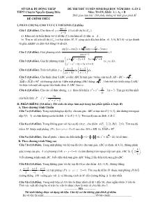 Đề thi thử tuyển sinh đại học năm 2014 - Lần 2 thpt  môn: toán; khối a + a1 + b thời gian làm bài: 180 phút, không kể thời gian phát đề