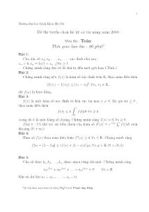 Đề thi tuyển chọn hệ kỹ sư tài năng năm 2000 môn thi :toán thời gian làm bài : 90 phút