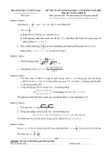 Đề thi tuyển sinh đại học, cao đẳng năm 2002 môn thi: toán, khối b thời gian làm bài: 180 phút, không kể thời gian phát đề