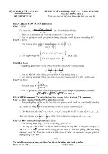 Đề thi tuyển sinh đại học, cao đẳng năm 2008 môn thi: toán, khối a thời gian làm bài 180 phút, không kể thời gian phát đề
