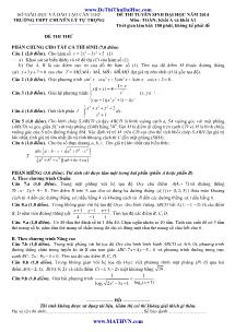 Đề thi tuyển sinh đại học môn: Toán; khối A và khối A1