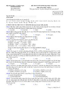 Đề thi tuyển sinh đại học năm 2013 môn: Hóa học; khối A - Mã đề thi 617