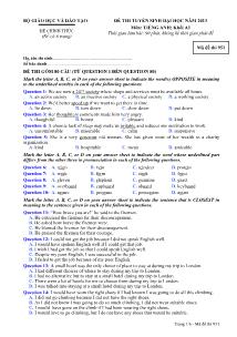 Đề thi tuyển sinh đại học năm 2013 môn: Tiếng anh; khối A1 - Mã đề thi 951