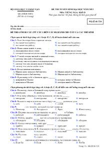 Đề thi tuyển sinh đại học năm 2013 môn: Tiếng Nga; khối D - Mã đề thi 524