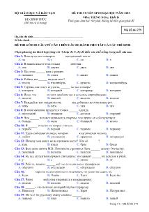 Đề thi tuyển sinh đại học năm 2013 môn: Tiếng Nga; khối D - Mã đề thi 279