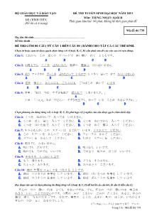 Đề thi tuyển sinh đại học năm 2013 môn: Tiếng Nhật; khối D - Mã đề thi 739
