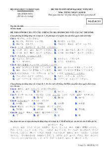 Đề thi tuyển sinh đại học năm 2013 môn: Tiếng Nhật; khối D - Mã đề thi 512
