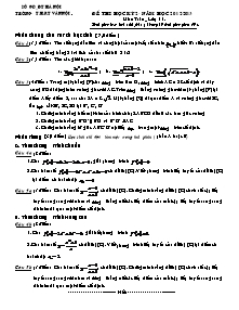 Đề và đáp án thi học kỳ 2 - Môn Toán lớp 11