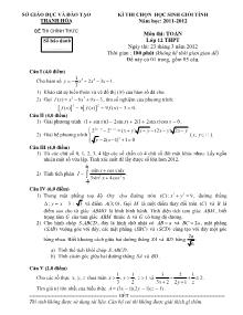 Kì thi chọn học sinh giỏi tỉnh năm học: 2011-2012 môn thi: toán lớp 12 thpt thời gian : 180 phút (không kể thời gian giao đề)