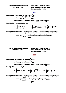 Kiểm tra 1 tiết bài số 4 giải tích 12 (nâng cao) thời gian làm bài: 45 phút