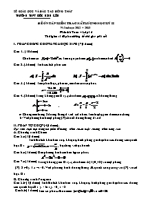 Kiểm tra chất lượng học kỳ II môn thi: Toán - lớp 12 THPT Đốc Binh Kiều
