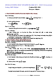 Kiểm tra chất lượng học kỳ II môn thi: Toán - lớp 12 THPT Mỹ Quý