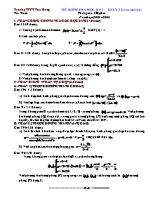 Kiểm tra chất lượng học kỳ II môn thi: Toán - lớp 12 THPT Tân Hồng