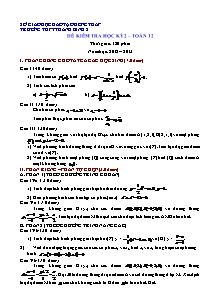 Kiểm tra chất lượng học kỳ II môn thi: Toán - lớp 12 THPT Thanh Bình 2