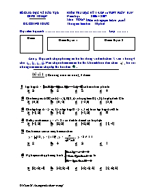 Kiểm tra học kỳ I -Lớp 10 thpt phân ban năm học : 2006 – 2007 môn : toán (phần trắc nghiệm khách quan) thời gian làm bài : 30 phút