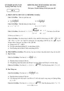 Kiểm tra học kỳ II môn Toán 11 - Trường THPT Bắc Trà My