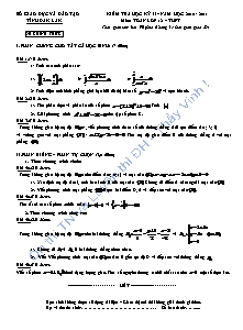 Kiểm tra học kỳ II – môn: Toán lớp 12 thpt