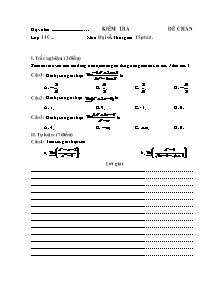 Kiểm tra lớp 11 môn: Đại số chương 3, thời gian 15 phút