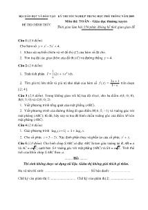 Kỳ thi tốt nghiệp trung học phổ thông năm 2009 môn thi: toán thời gian làm bài: 150 phút, không kể thời gian giao đề