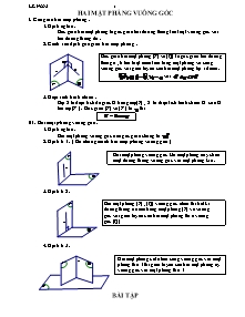 Lý thuyết và bài tập Hai mặt phẳng vuông góc