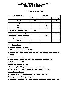 Ma trận đề thi học kì I Toán - Lớp 11 cơ bản