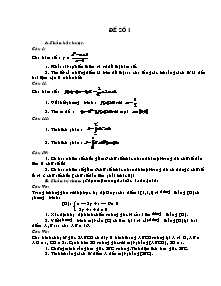 Một số mẫu đề thi Đại học môn Toán