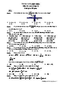 Thi học kì II Môn thi: Toán (Lớp 12)