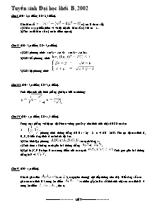 Tuyển sinh Đại học khối B, 2002 môn toán