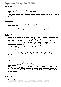 Tuyển sinh Đại học khối B, năm  2004 môn toán