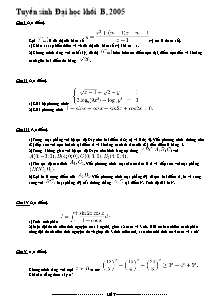 Tuyển sinh Đại học khối B, năm 2005 môn toán