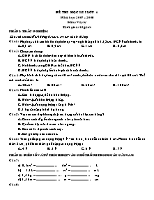 Đề kiểm tra học kì I lớp 6 - Năm học: 2007 - 2008 - Môn: Vật lý