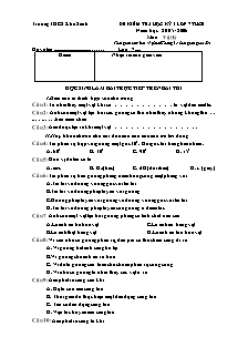 Đề kiểm tra học kì I lớp 7 - Năm học: 2005 - 2006 - Môn: Vật lý - Trường THCS Khe Sanh