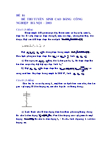 Đề thi tuyển sinh cao đẳng công nghiệp Hà Nội năm 2003 - Đề 16