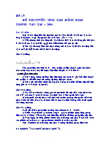 Đề thi tuyển sinh Cao đẳng giao thông vận tải năm 2004 - Đề 19