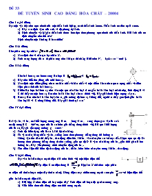 Đề thi tuyển sinh Cao đẳng Hóa chất năm 2004 - Đề 33